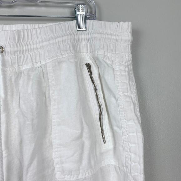 Athleta Cabo Linen Wide Leg Pants White Coastal Minimalist Resort Size 18 - Picture 5 of 9